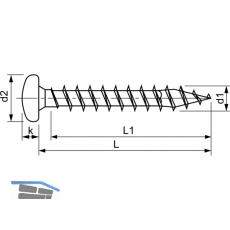 SPAX Halbrundkopf 4.5x 30 Vollgewinde Torx 20 verzinkt-blau mit Zulassung