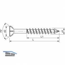 SPAX-M Senkkopf 3.5x 45 Teilgewinde Torx 15 verzinkt-blau