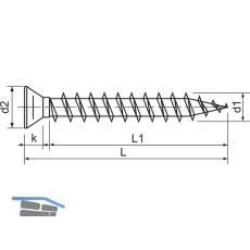 SPAX kleiner Senkkopf 4.0x 30 Vollgewinde Pozidriv 2 Kopf  7mm verzinkt-blau