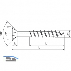SPAX Senkkopf 6.0x 90 Teilgewinde Torx 30 verzinkt-blau mit Zulassung