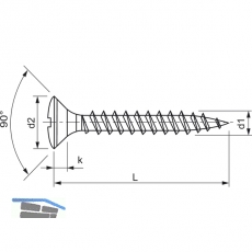 Spanplattenschraube Linsensenkkopf 3.5x 40 Vollgewinde Torx 10 Edelstahl A2