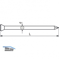 Stahlnagel OMK 2.0x50 blau angelassen Linsensenkkopf mit geschnittener Spitze