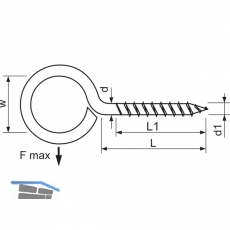 Ringschraube mit Holzgewinde 4.4x40 Edelstahl A2