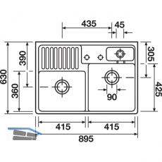 VILLEROY & BOCH Splstein, 895 x 630 x 220 mm, wei-alpin