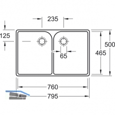 VILLEROY & BOCH Splstein, 800 x 500 x 220 mm, wei-alpin
