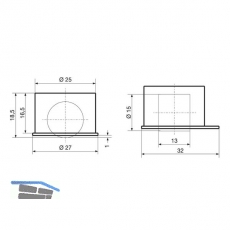 Roller-Mini BSR Bohrsenkrolle soft Radberstand 4 mm,  25 mm,Kunststoff schwarz