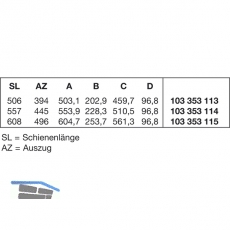 ACCURIDE 1432 Beschlgegrt., Lnge 506 mm, Stahl schwarz chromatiert