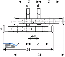 Geberit Mapress C-Stahl Kreuzungs-Paar
