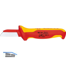 KNIPEX Kabelmesser VDE 9854, gerade Schneide mit KS-R�cken Klinge 50 mm L=190 mm