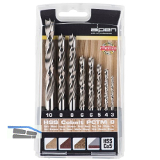 ALPEN Holzspiralbohrer Kassette PCTM 8 HSS Cobalt Bohrer � 3 - 8 mm 8-teilig