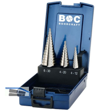 BOHRCRAFT Stufenbohrer-Satz Gr.1-3 HSS 2 Schneiden Bohrer � 4.0-30.0 mm