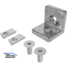 FATH Verbindungswinkel 40 x 40 mm pulverbeschichtet alufarbig Nut 8 - Set