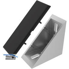 FATH Zinkwinkel 40 x 80 mm pulverbeschichtet alufarbig inkl. Abdeckkappe Nut 8