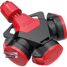 PCE 3-Wegekupplung TAURUS2 Vollgummi 3-polig mit Deckel LED IP54