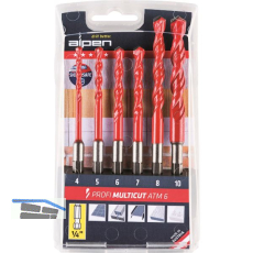 ALPEN HM-Universalbohrer Satz Profi-Multicut 1/4"Sechskantschaft 4-10 mm 6-tlg