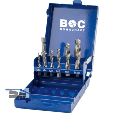 BOHRCRAFT Maschinen-Kombi-Gewindebohrer-Set HSS M3-M10 1/4" 6-kant Schaft