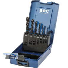 BOHRCRAFT Maschinengewindebohrer-Satz M3-M12 HSS-E Blauring 35� RSP 7-teilig