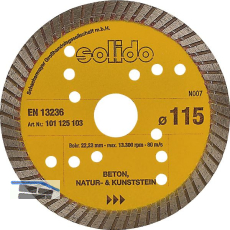 SOLIDO Diamant Trennscheibe 115 x 2.0 mm Beton Stein Baustellenmaterial