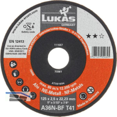 LUKAS Trennscheibe gerade T41 125 x 1,0 mm Alu Form 41