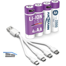 ANSMANN Batterie Akku mit Ladekabel LR6 AA 1,5 Volt 4 St�ck