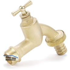 REHAU Wasserhahn mit Schraubverschluss 3/4 Zoll, Messing blank