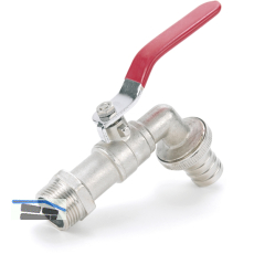 REHAU Wasserhahn mit Kugelventil 3/4 Zoll, Messing matt verchromt