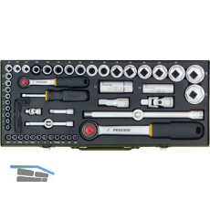 PROXXON Steckschl�ssel-Satz 1/4"+1/2"vierkant mit Umschaltknarre 56-teilig