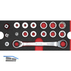WGB Moflex Modul S Durchsteck-Doppelring-Ratschenschl�ssel-Satz 6380 16-teilig