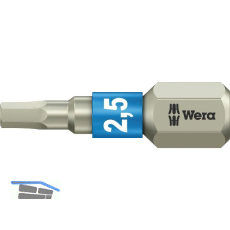 WERA Bit-Einsatz Edelstahl 3840/1TS 1/4"sechskant 2.5/25 mm Innensechskant