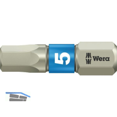 WERA Bit-Einsatz Edelstahl 3840/1TS 1/4"sechskant 5.0/25 mm Innensechskant