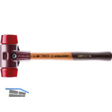 HALDER Schonhammer Temperguss Kopf � 50 mm Plastik rot Hickory Stiel