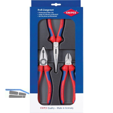 KNIPEX Zangenset Montage 3-teilig Kombizange, Flachrundzange, Seitenschneider