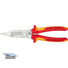 KNIPEX Elektro-Installationszange mit Feder verchromt, VDE, 2-K, 200 mm