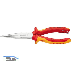 KNIPEX Flachrundzange mit Schneide, gerade, VDE 200 mm mit Befestigungs�se