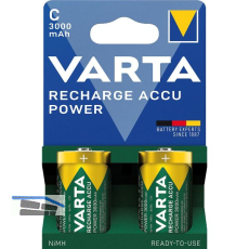 VARTA Batterie Recharge Akku Power HR14/C 1,2 Volt 3000 mAh (2 St)
