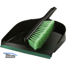MASTA Kehrgarnitur-Set Kunststoff Schaufel mit Gummilippe + Feger schwarz / gr�n