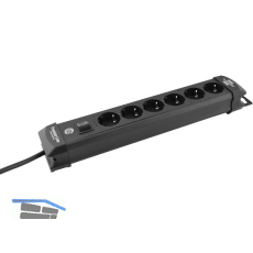 BRENNENSTUHL 6-fach Verteiler schwarz mit Schalter L�nge 410 mm