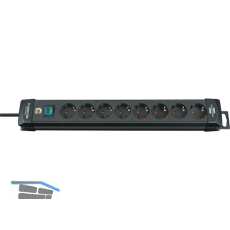 BRENNENSTUHL 8-fach Verteiler schwarz mit Schalter L�nge 490 mm