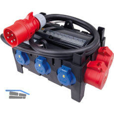 PCE Mobilverteiler Kunststoff Ischl tragbar 16A 6x250V/3x400V+FI IP44
