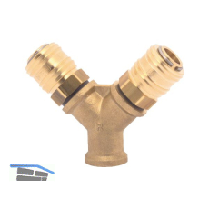 Druckluft Verteiler Messing mit IG 3/8" und 2 Euro Kupplungen