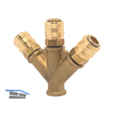 Druckluft Verteiler Messing mit IG 3/8" und 3 Euro Kupplungen