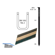 Nagelstreifen NP34 3,1 x 80 mm HBK blank geharzt Papiergebunden 34 Grad