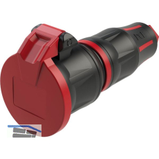 PCE Schutzkontaktkupplung KD TOPTAURUS2 Gummi 2-polig IP54 rot/schwarz