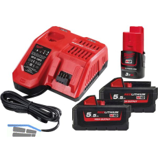 MILWAUKEE Akku-Starterset 2 x 18V / 5,5 Ah Schiebe-Akkus u. Ladeger�t M12-18 FC