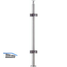 CROSO Fertigsteher mit 4 Klemmhalter �ber Eck, f.Bodenmontage, Edelstahl V2A