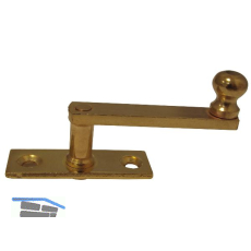 Fensterreiber auf eckiger Platte, 17 mm, Messing poliert