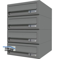 JU Hausbrieffachanlage 4-teilig, 300 x 440 x 380 mm, Stahl grau RAL 9007