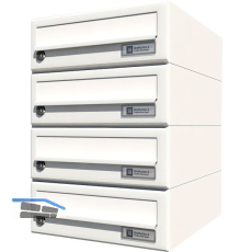 JU Hausbrieffachanlage 4-teilig, 300 x 440 x 380 mm, Stahl wei� RAL 9016