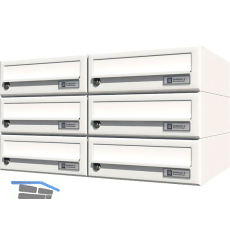 JU Hausbrieffachanlage 6-teilig, 600 x 330 x 380 mm, Stahl wei� RAL 9016