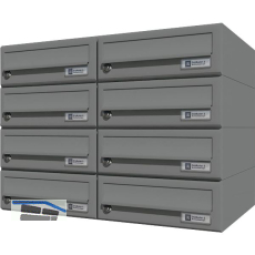 JU Hausbrieffachanlage 8-teilig, 600 x 440 x 380 mm, Stahl grau RAL 9007
